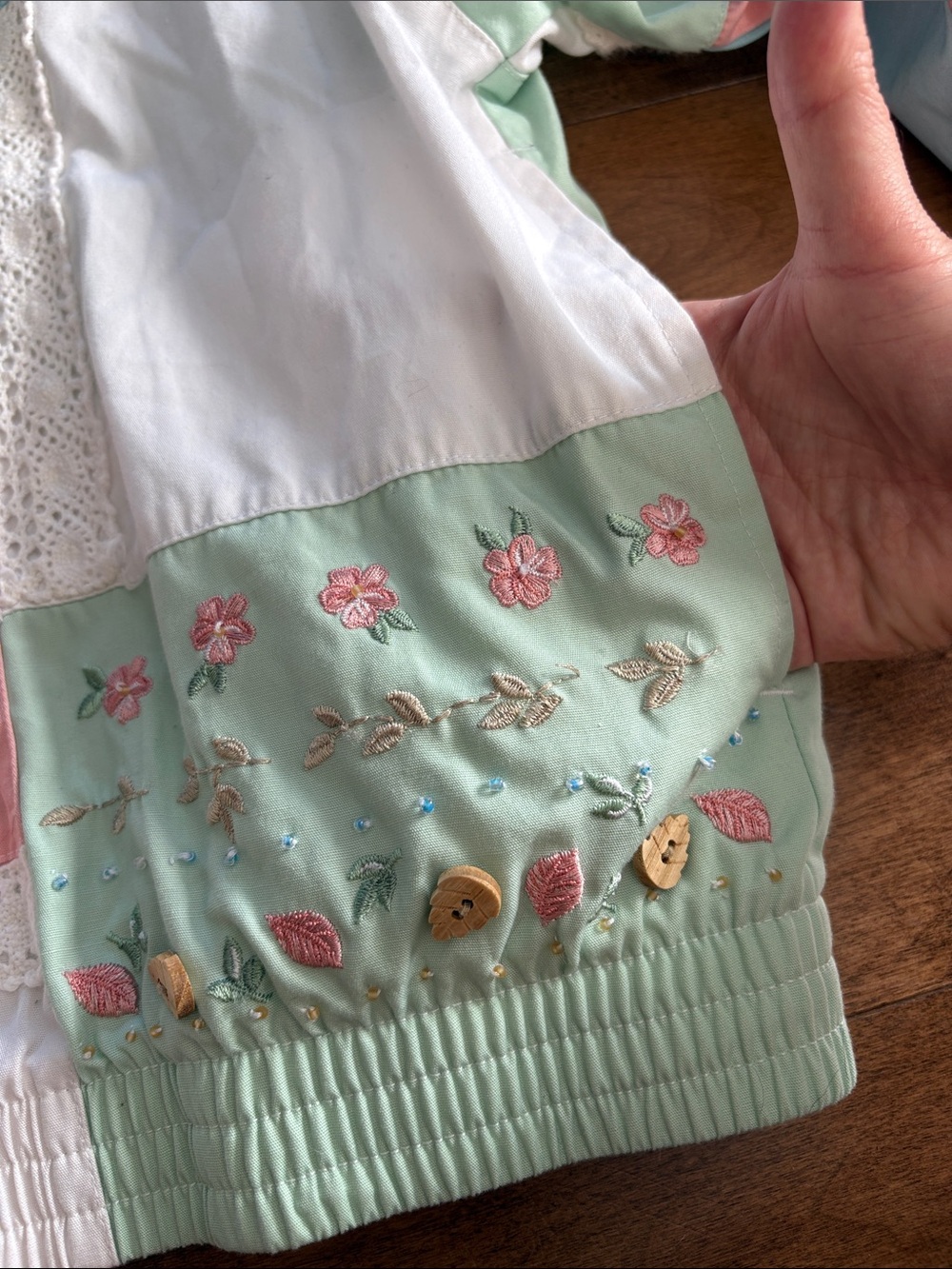 Vintage Pastel Patchwork Bomber Jacket in Pink, Mint, Blue & Cream - Cottagecore - Picture 6 of 13